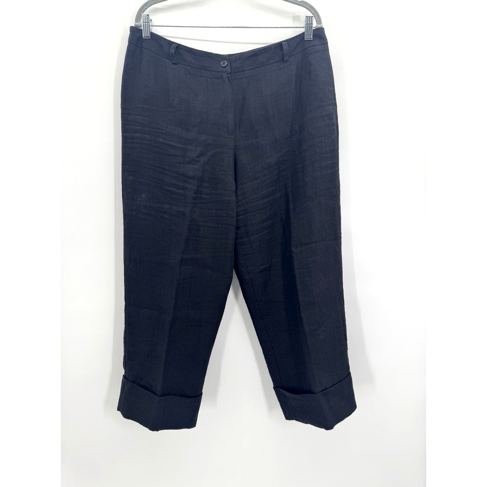 Harve Bernard Lined Linen Ankle Pant 16 Tapered Leg Cuffed Cottage Coastal Prep